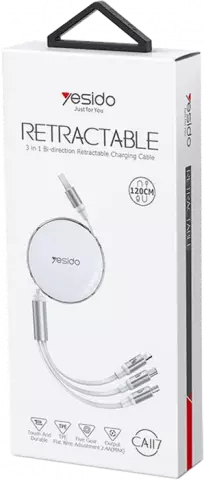 کابل شارژ 1.2 متری USB به Micro USB, Type-C ,Lightning یسیدو مدل CA117