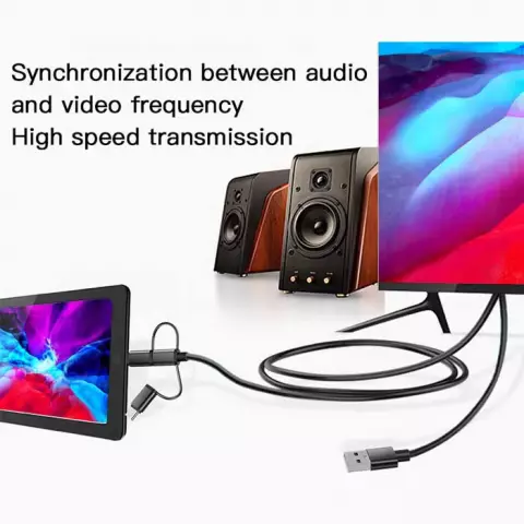 تبدیل 2 متری HDMI به USB-C، microUSB و Lightning یسیدو مدل HM05