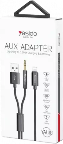کابل صدا 1.2 متری Lightning به AUX, USB یسیدو مدل YAU18