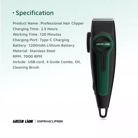 ماشین اصلاح سر و صورت Green Lion مدل Professional Hair Clipper