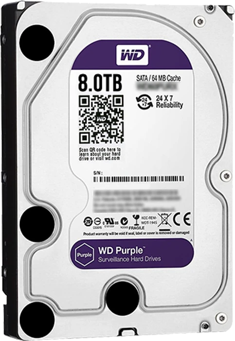 هارد دوربین مداربسته 8 ترابایت WD مدل Purple Surveillance WD85PURU
