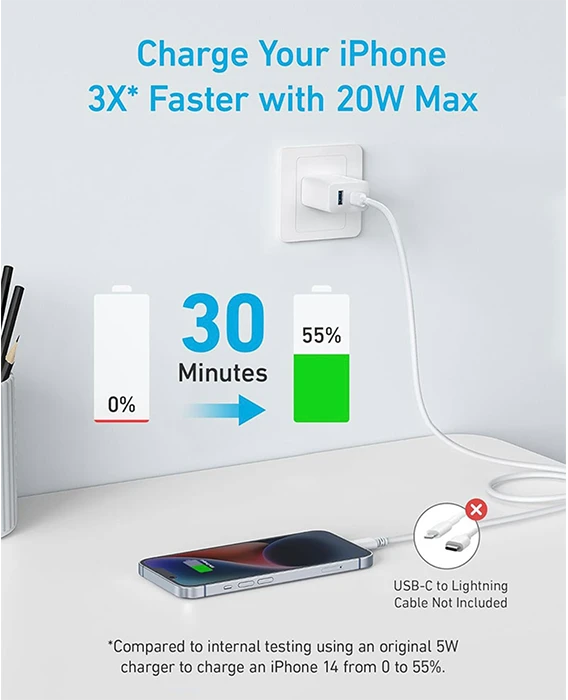 شارژر دیواری Anker مدل Charger 20W B2348G21 به همراه کابل Type-C