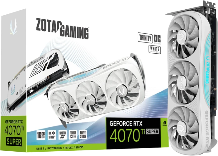کارت گرافیک Zotac مدل GAMING GeForce RTX 4070 Ti SUPER Trinity OC White Edition 16GB GDDR6X