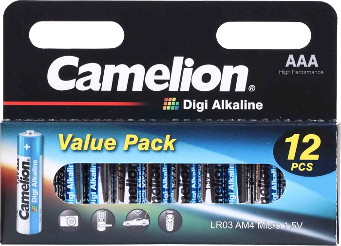 باتری نیم قلمی 12 عددی Camelion مدل Digi Alkaline LR03-HP12DG