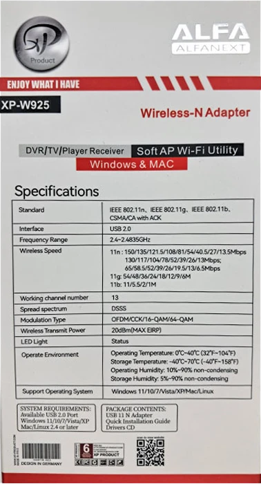 کارت شبکه بی سیم XP-Product مدل XP-W925N