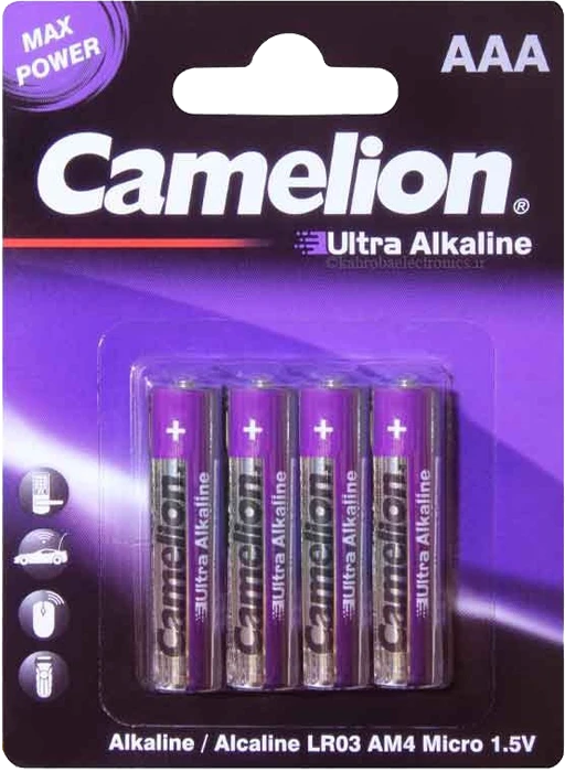 باتری نیم قلمی 4 عددی Camelion مدل Ultra Alkaline LR03-BP4UT
