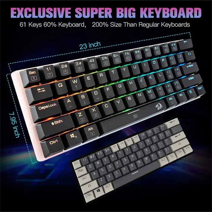 کیبورد سیمی گیمینگ Redragon مدل ALIEN K605 با سوئیچ آبی