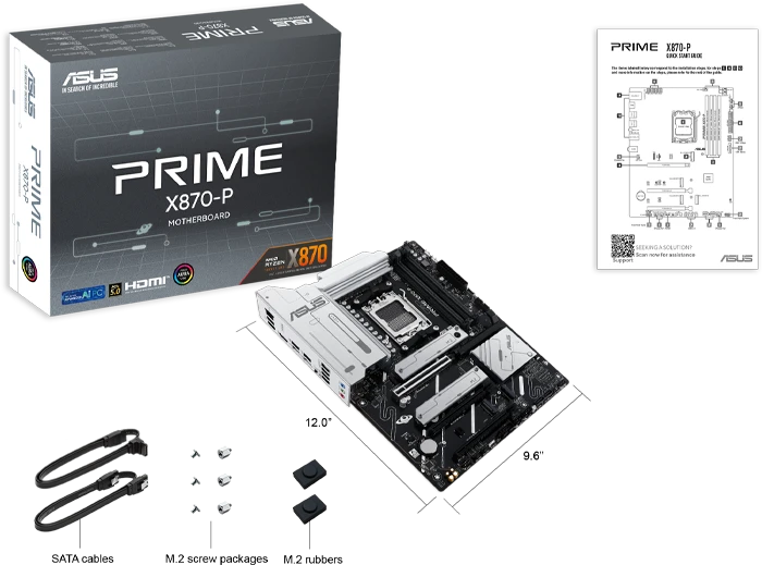 باندل مادربرد Asus prime X870-P D5 Wifi به همراه پردازنده AMD Ryzen 9 9950X