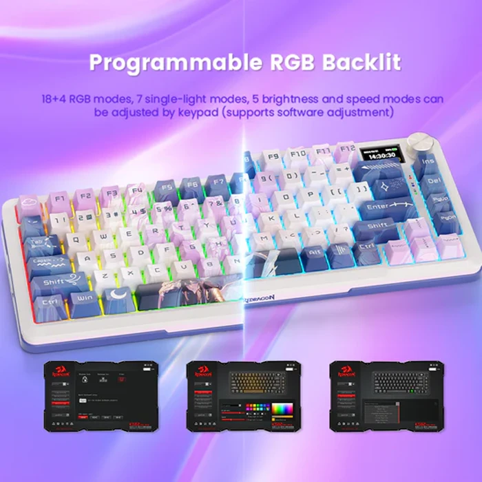 کیبورد بی سیم گیمینگ Redragon مدل K708 AK PRO RGB با سوئیچ کرمی