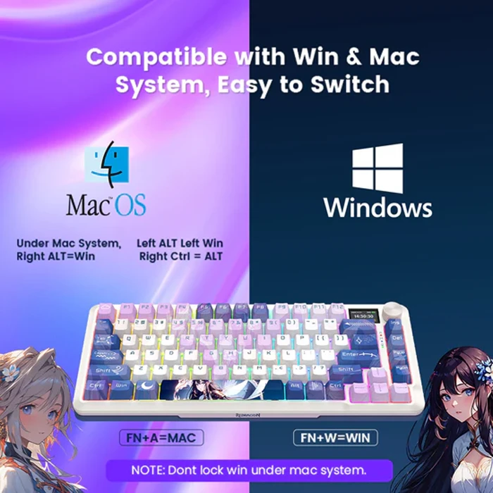 کیبورد بی سیم گیمینگ Redragon مدل K708 AK PRO RGB با سوئیچ کرمی