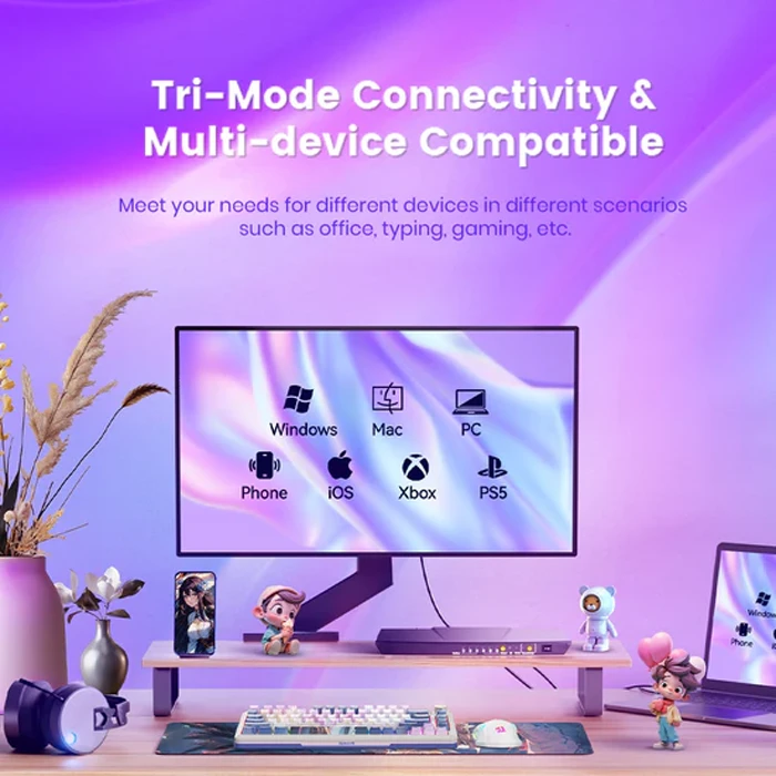 کیبورد بی سیم گیمینگ Redragon مدل K708 AK PRO RGB با سوئیچ کرمی