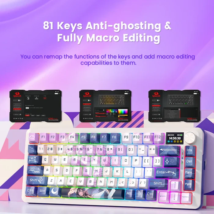 کیبورد بی سیم گیمینگ Redragon مدل K708 AK PRO RGB با سوئیچ کرمی