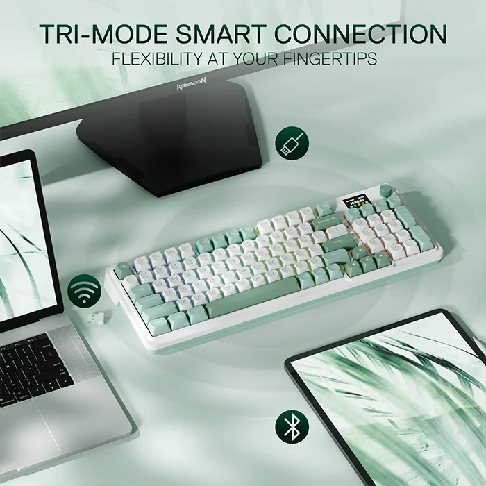 کیبورد بی سیم گیمینگ Redragon مدل GALATIN PRO 719WG RGB با سوئیچ Mint Mambo