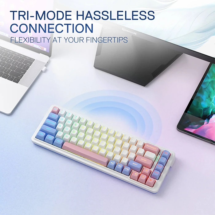 کیبورد بی سیم گیمینگ Redragon مدل NOVA PRO K709 WBP RGB با سوئیچ Mint Mambo