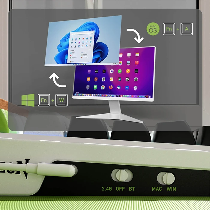کیبورد بی سیم گیمینگ Redragon مدل EISA MAX K686 WBG با سوئیچ Mint mambo