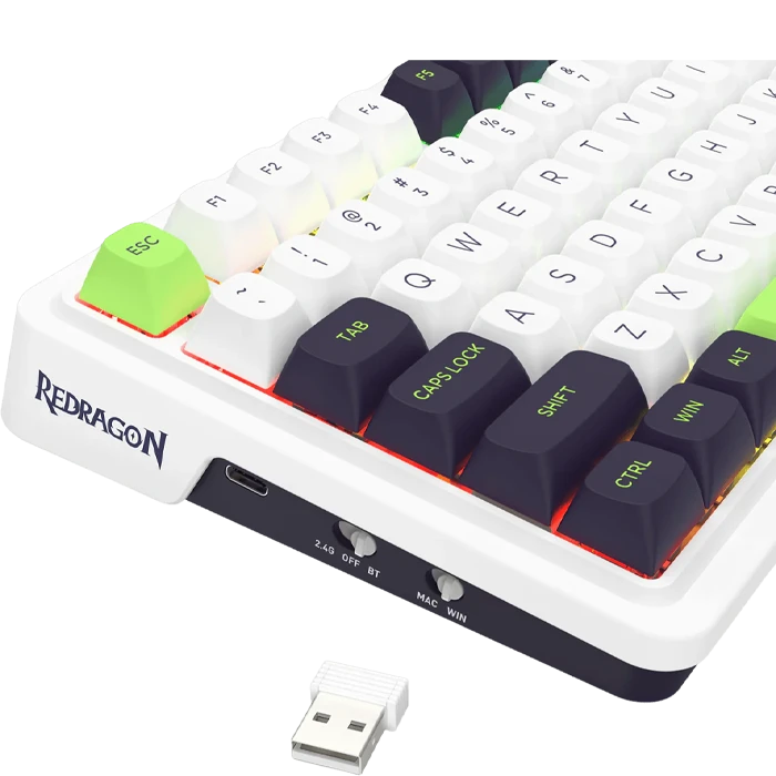 کیبورد بی سیم گیمینگ Redragon مدل EISA MAX K686 WBG با سوئیچ Mint mambo