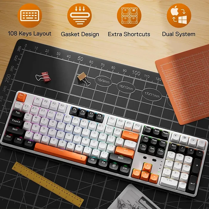کیبورد بی سیم گیمینگ Redragon مدل WYVERN K689 WBO PRO RGB با سوئیچ Mint mambo