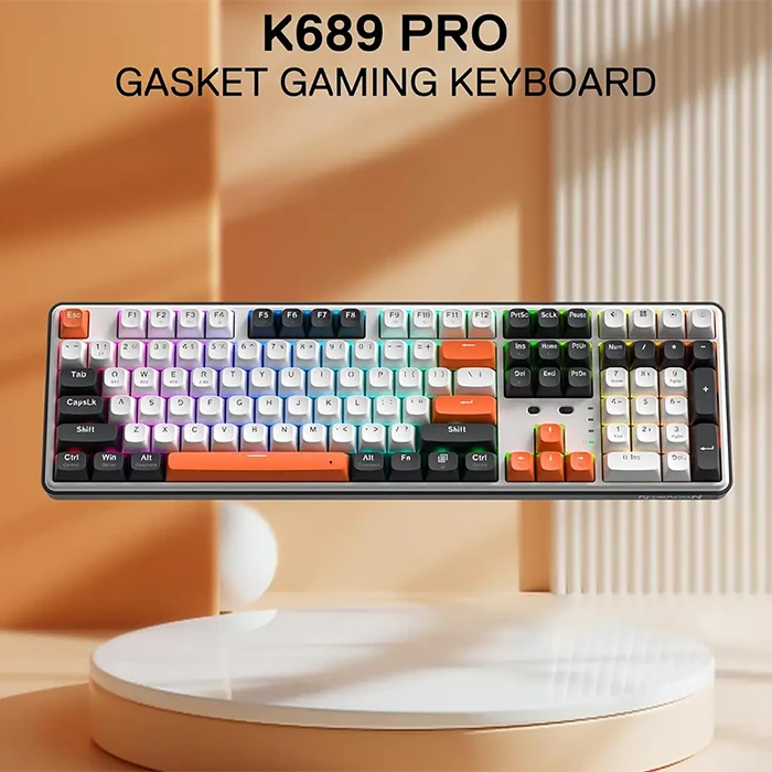 کیبورد بی سیم گیمینگ Redragon مدل WYVERN K689 WBO PRO RGB با سوئیچ Mint mambo
