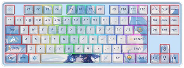 REDRAGON GAMING STARBLADE K707AK PRO RGB WHITE/BLUE ANIME TAKHTJAMSHID WIRELESS MECHANICAL KB
