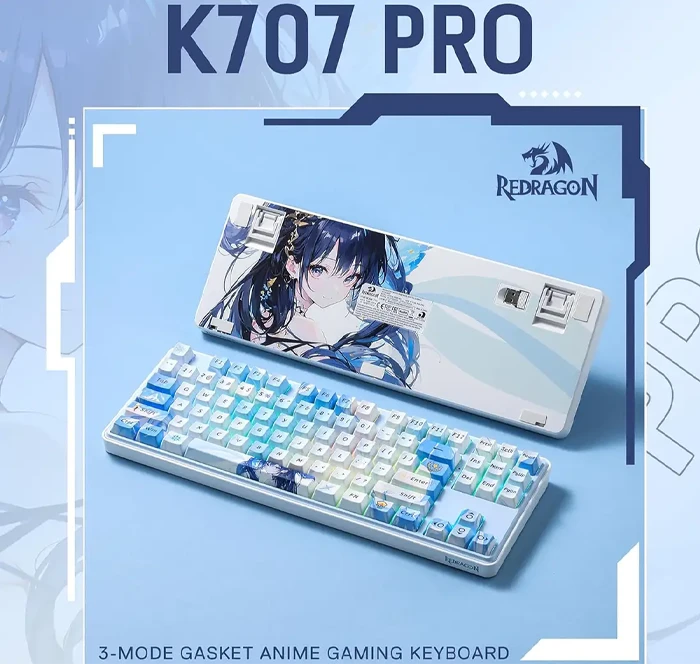 کیبورد بی سیم گیمینگ Redragon مدل Starblade K707AK PRO RGB با سوئیچ Mint mambo
