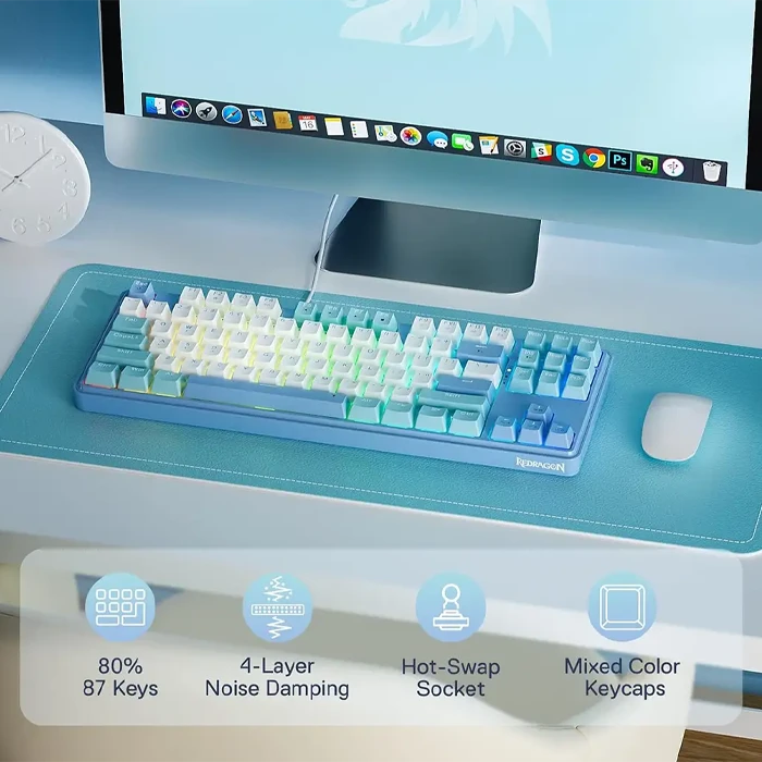 کیبورد سیمی گیمینگ Redragon مدل Starblade K707 WBB RGB