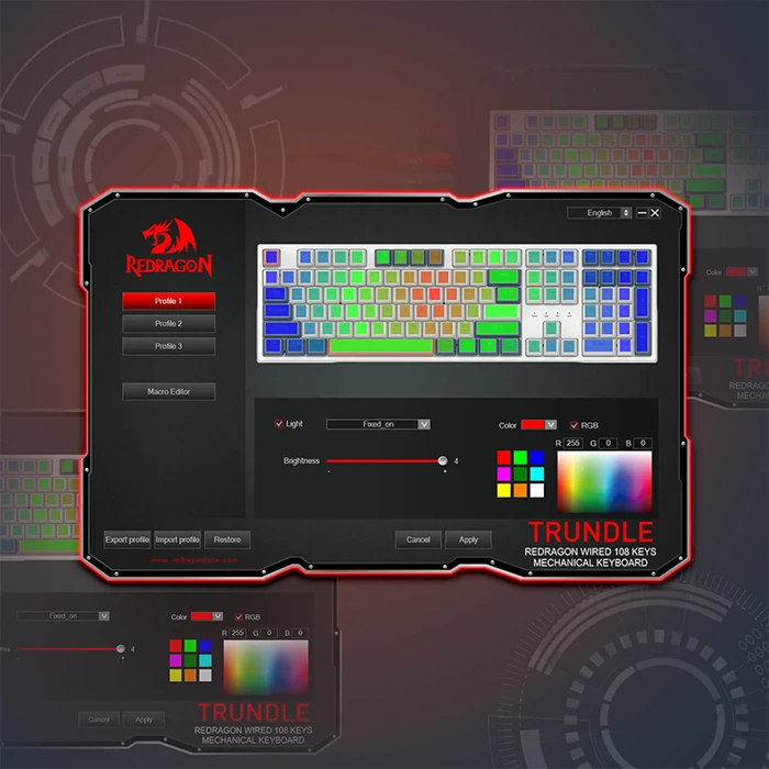 کیبورد سیمی گیمینگ Redragon مدل Trundle K668 RGB با سوئیچ قرمز