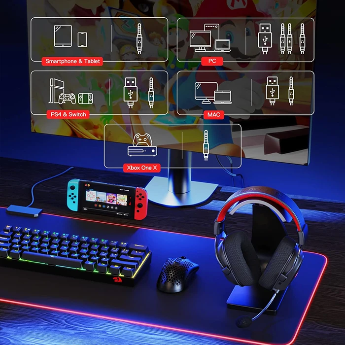 هدست بی سیم گیمینگ Redragon مدل ZEUS H510 PRO RGB