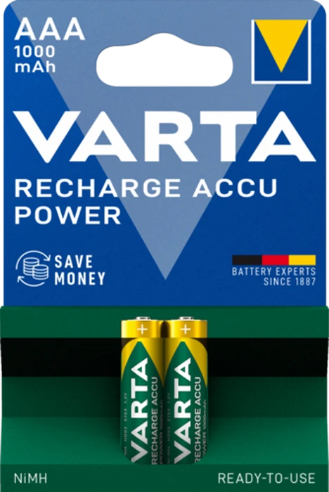 باتری نیم قلمی 2 عددی VARTA مدل Recharge Accu Power