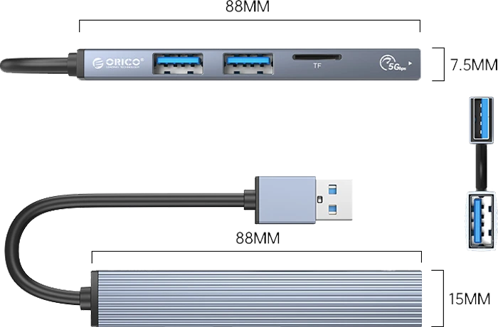 هاب 4 پورت اوریکو مدل AH-A12F-GY-BP