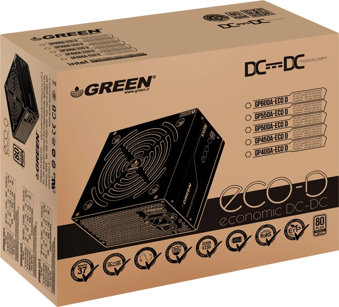 پاور 450 وات Green مدل GP450A-ECO D 80PLUS Bronze