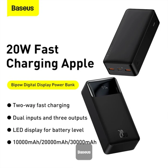 پاور بانک 30000 میلی‌آمپر ساعت Baseus مدل Bipow PPDML-N01