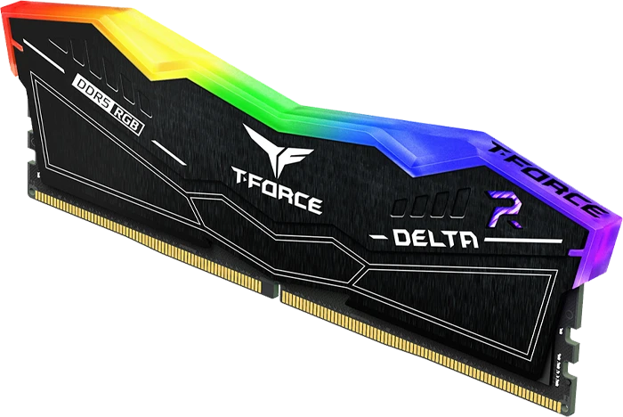 رم کامپیوتر 64 گیگابایت (32GB*2) TeamGroup مدل DELTA RGB DDR5 BLACK 6000MHz