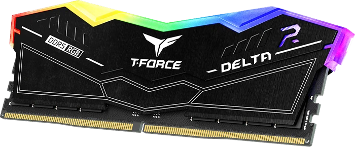 رم کامپیوتر 64 گیگابایت (32GB*2) TeamGroup مدل DELTA RGB DDR5 BLACK 6000MHz