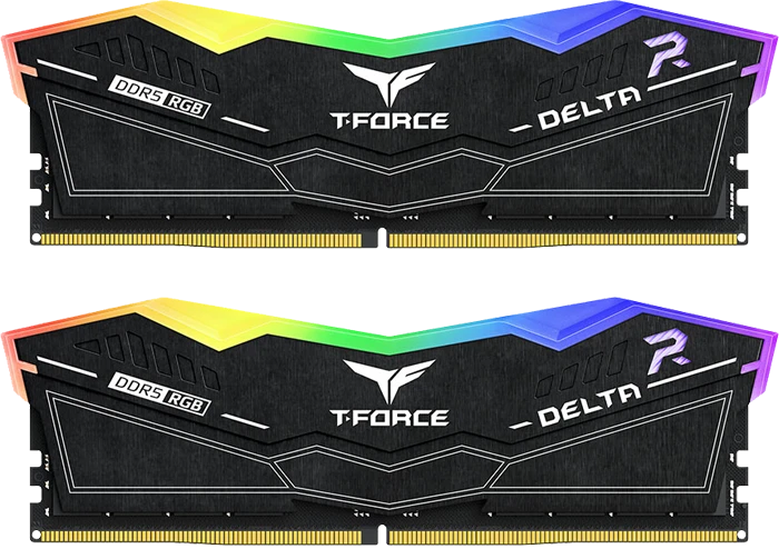 رم کامپیوتر 64 گیگابایت (32GB*2) TeamGroup مدل DELTA RGB DDR5 BLACK 6000MHz