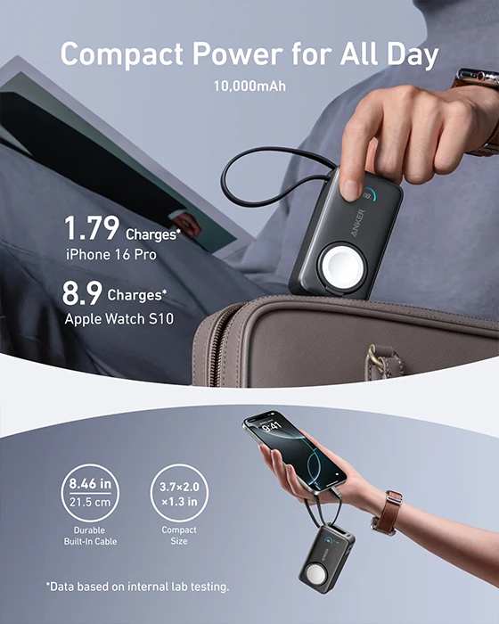 پاور بانک 10000 میلی‌آمپر ساعت Anker مدل MagGo Power Bank A1657