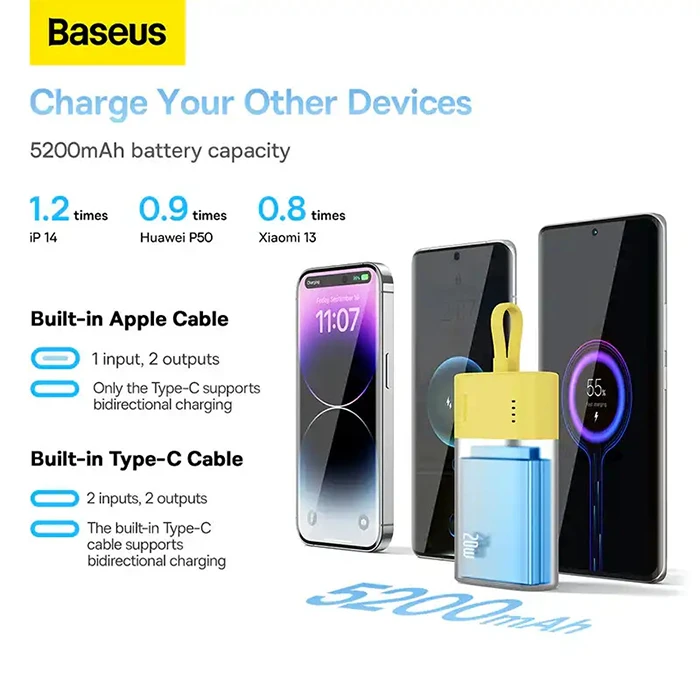 پاور بانک 5200 میلی‌آمپر ساعت Baseus مدل Popsicle Series 20W