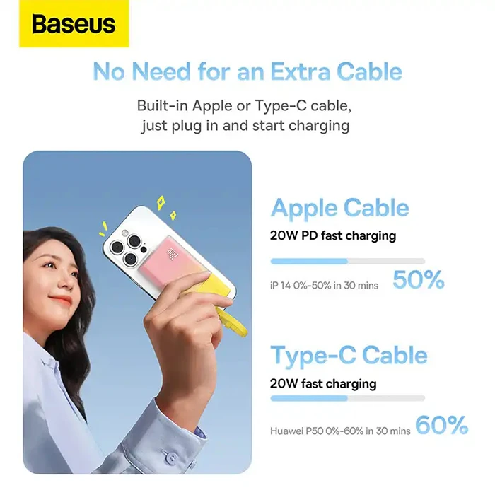 پاور بانک 5200 میلی‌آمپر ساعت Baseus مدل Popsicle Series 20W