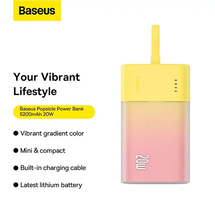 پاور بانک 5200 میلی‌آمپر ساعت Baseus مدل Popsicle Series 20W