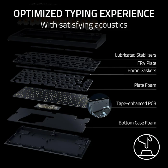 کیبورد سیمی مکانیکال گیمینگ Razer مدل Razer BlackWidow V4 75 با سوییچ نارنجی