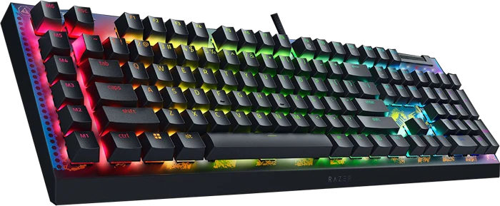 کیبورد سیمی مکانیکال گیمینگ Razer مدل Razer BlackWidow V4 X سوییچ زرد