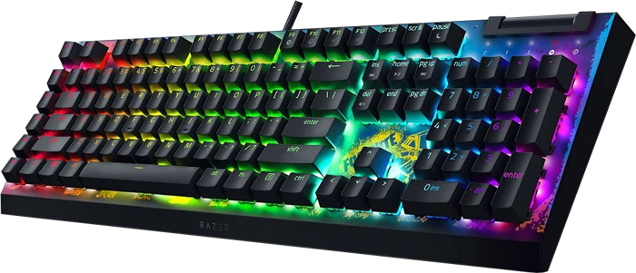کیبورد سیمی مکانیکال گیمینگ Razer مدل Razer BlackWidow V4 X سوییچ زرد