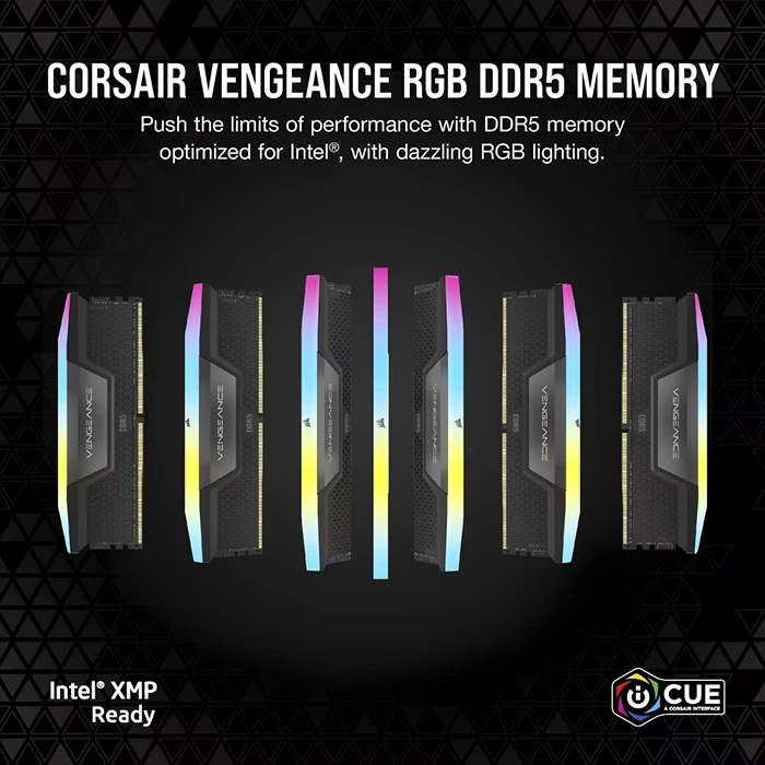 رم کامپیوتر 32 گیگابایت (2*16GB) CORSAIR مدل  CORSAIR VENGEANCE RGB 6400Mhz DDR5 CL30