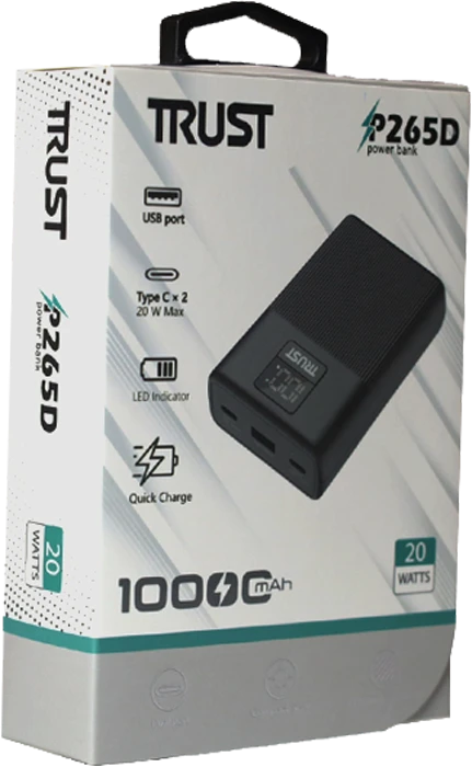 پاوربانک 10000 میلی آمپر ساعت TRUST مدل P265D