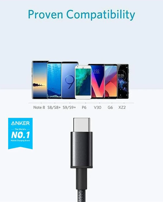 کابل شارژ 1.8 متری Type-C انکر مدل A8173
