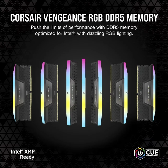 رم کامپیوتر 32 گیگابایت (2*16GB) CORSAIR مدل VENGEANCE RGB 6200Mhz DDR5 CL36