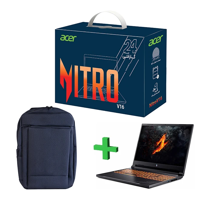 لپ تاپ گیمینگ ۱۶ اینچ Acer مدل NITRO V 16 ANV16 71 760Q (Core i7 14650HX-16GB-512GB SSD-RTX 4050-WUXGA-Amber Backlit-Bag)