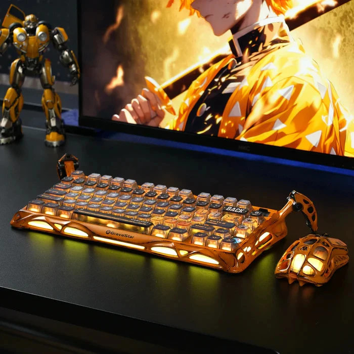کیبورد مکانیکال گیمینگ GravaStar مدل Mercury K1 Pro Special Edition Battle-Worn Yellow