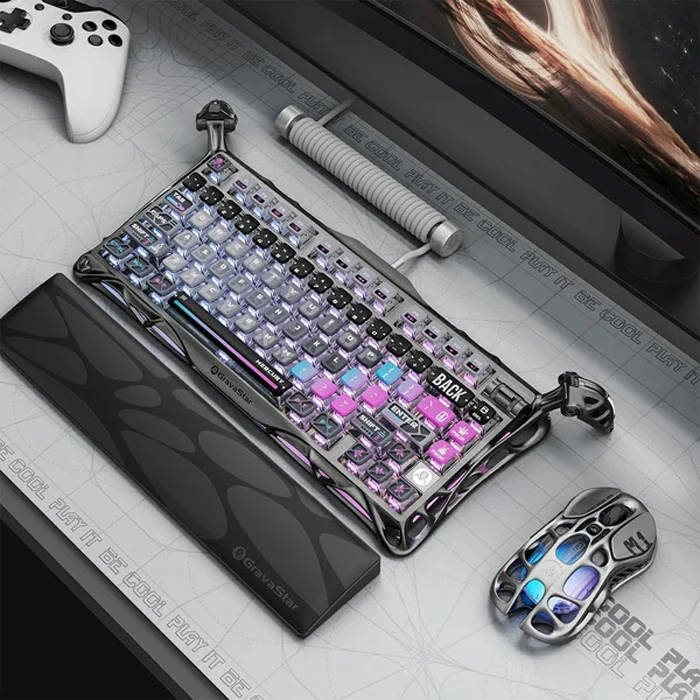 کیبورد مکانیکال گیمینگ GravaStar مدل Mercury K1 Pro Cyberpunk