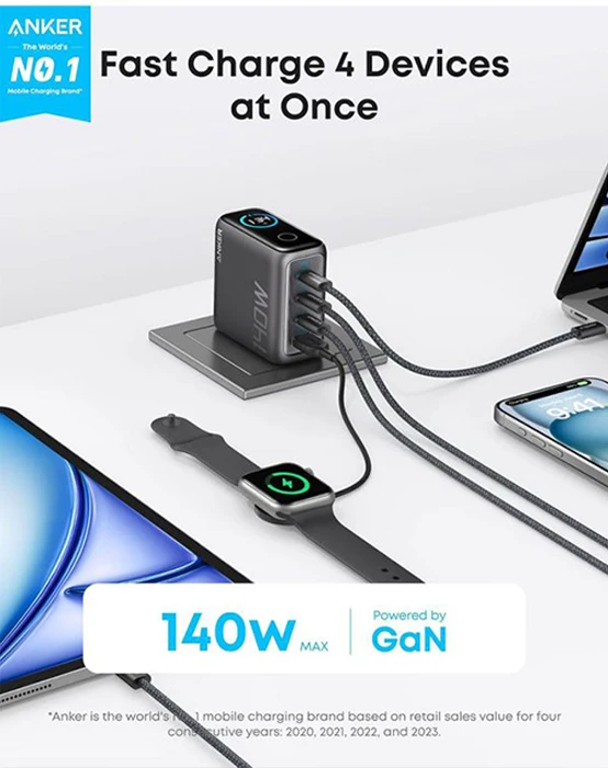 شارژر دیواری ۴ پورت Anker مدل Zolo GaN B2697GZ1