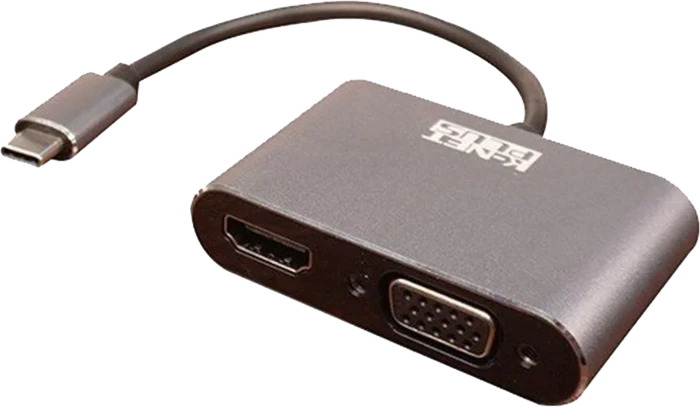 K-NET PLUS KP-COCM2HV02 TYPE-C TO HDMI+VGA 0.2M BLACK ASLI ADAPTER